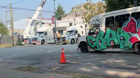 Crane operation near Oppenheimer Park.