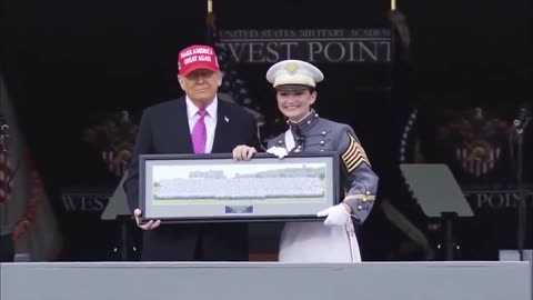 POTUS is presented with a gift from the West Point Class of 2025