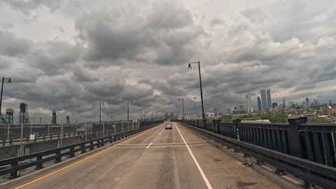 4K Driving Over New Jersey NJ Pulaski Skyway Bridge to Newark AirPort and Back ASMR