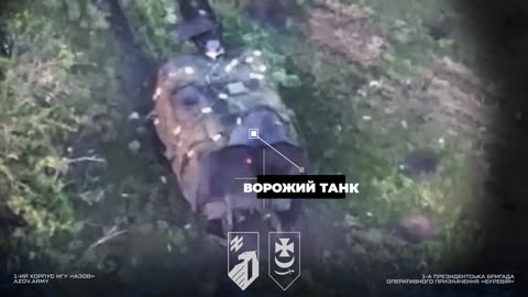 Russian Turtle Tank Hit By Multiple Drones Bursts into Flames