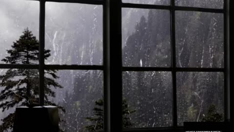 Calming Rain on Window with Gentle Thunder - Meditation & Mindfulness Sounds