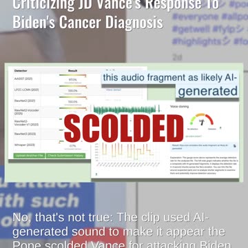 Fact Check: Video Does NOT Show Pope Leo XIV Criticizing JD Vance's Response To Biden's Cancer -- AI