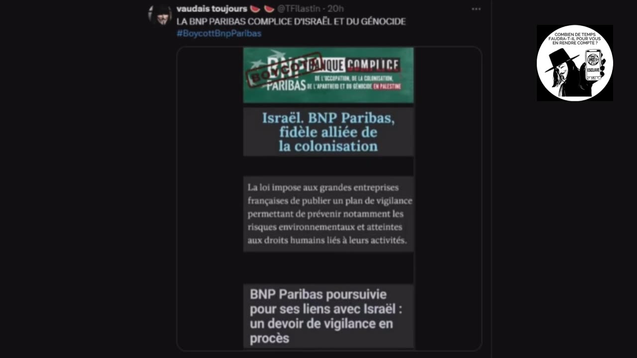 La BNP PARIBAS complice d' Israël et du génocide