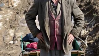 The cow helps an old man