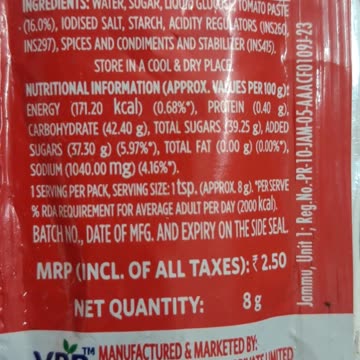 promoting a tamato sauce sachet