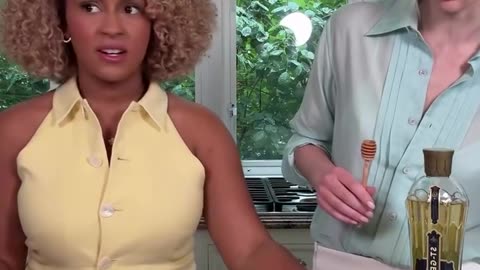 Making the it girl cocktail of the summer, the St-Germain Hugo Spritz, with my girl