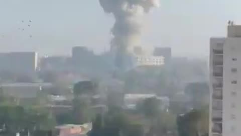 Video shows Iranian missile hit Soroka Hospital in Southern Israel, massive explosion and shockwave.