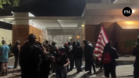 Last Night Antifa in Portland had guillotine and burned an American Flag