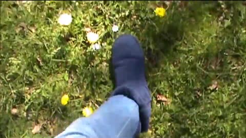 Crushing Flowers Under Blue Uggs Boots