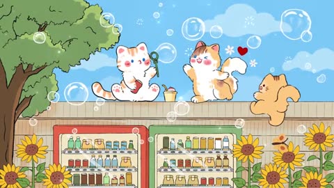Aesthetic Music🫧🌻 Lofi Kitty ☀️🌟1 Hr Cafe Song 🌷 Stream cafe☕ cute & relaxing 🎶Make Your Day Better