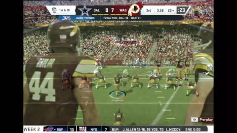 1965 REDSKINS VS Madden 20 I Franchise SEASON 1 WEEK 2 REDSKINS VS DALLAS COWBOYS