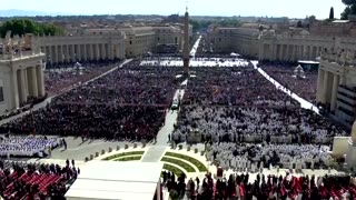 Cheers as Pope Leo greets crowds on popemobile ahead of Mass