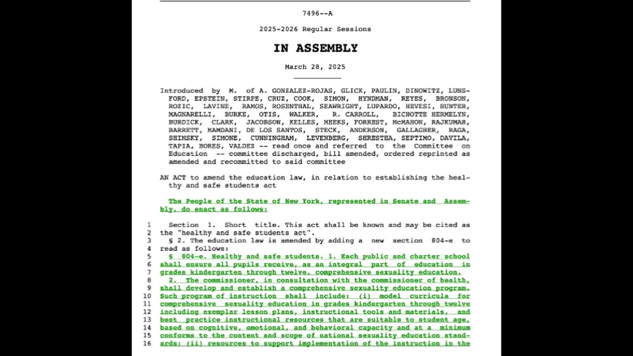 What’s in Bill A7496/S6901? NY’s K–12 Sex Ed Mandate Explained