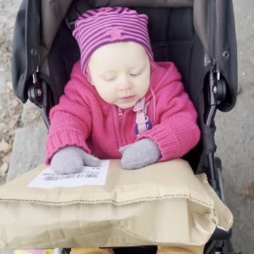 Baby Kayla Helps Mommy Bring Home a Package 📦