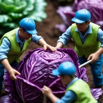 Little people harvesting food with great fun
