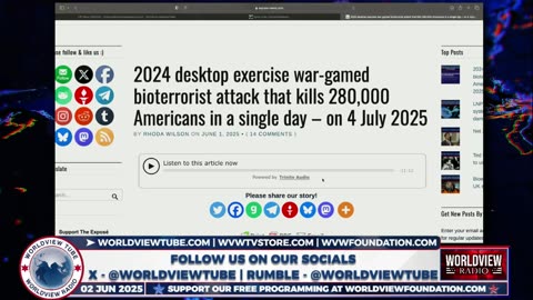 Table Top Exercise Has 280,000 Americans Die on One Day from Nipah Virus & WWIII on the Horizon?
