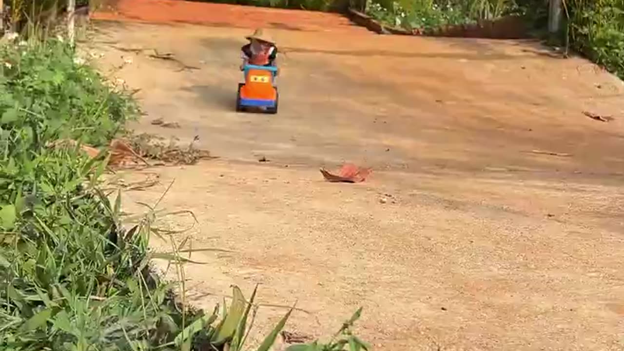 Baby Monkey's Toy Truck Adventure on a Sliding Slope! 🐒🚗💨 #trending #monkey #trendingshorts