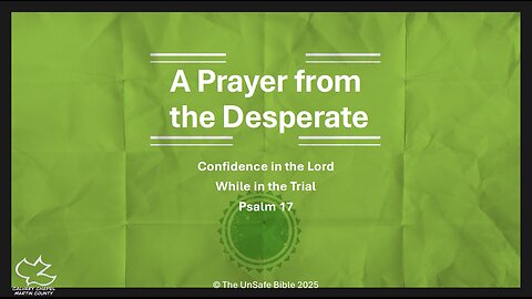 Psalm 17 A Prayer from the Desperate