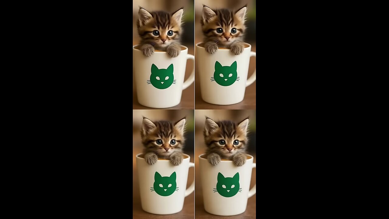 What will happen to the cute cat ? 🥹 kitten in a coffee cup