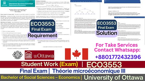 Client Work (Final Exam) | ECO3553 Market Signaling & Welfare Loss | University of Ottawa