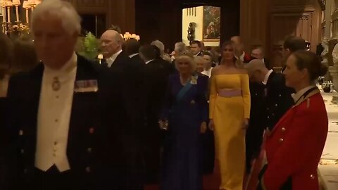 President Trump, First Lady, King and Queen proceed into St. George's Hall