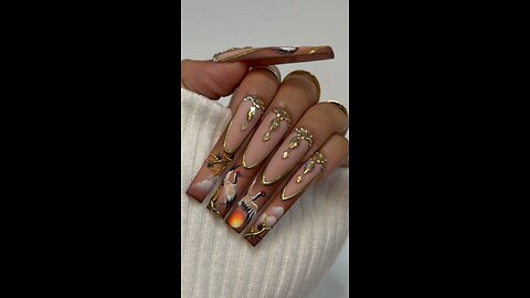 Beautiful Nail Art with Sun & Bird Design | Creative and Elegant Nails