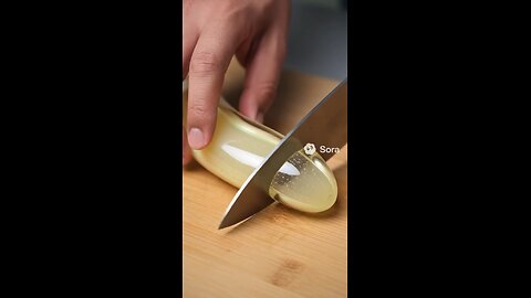 Cutting a glass banana