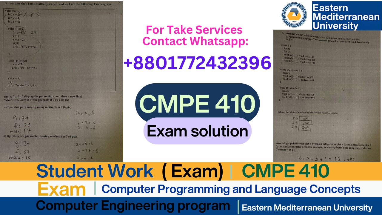 Client Work (Exam Review)|CMPE 410 Programming & Network Security | Eastern Mediterranean University