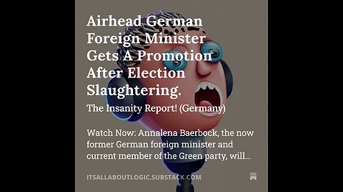 Airhead German Foreign Minister Gets A Promotion After Election Slaughtering.🤡