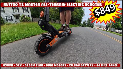 Ruitoo T2 Master AT Electric Scooter 43mph - 52v - 3200W Peak - Dual Motors - 20.8Ah Battery