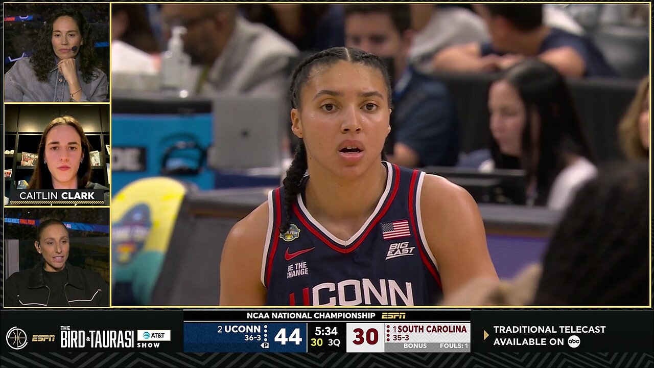 Caitlin Clark on Azzi Fudd journey, WNBA future | UConn Huskies vs South Carolina women's basketball