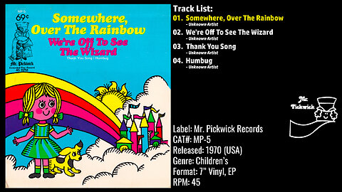 Unknown Artist – Somewhere, Over The Rainbow (Full Record) – 1970 – CAT.# MP–5