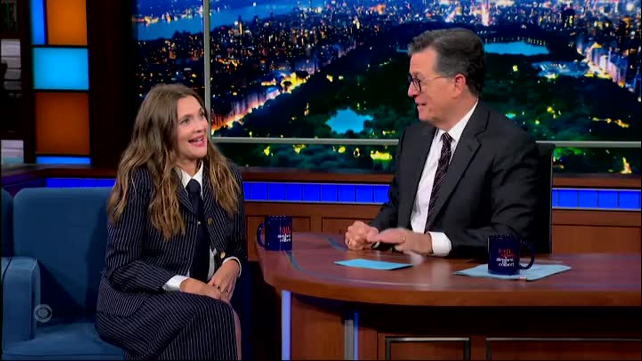 Drew Barrymore Rehashes Her David Letterman ‘Striptease’ for Stephen Colbert