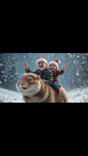 Santa's Ride: Adorable Kid and Hamster Spread Holiday Joy