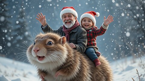 Santa's Ride: Adorable Kid and Hamster Spread Holiday Joy