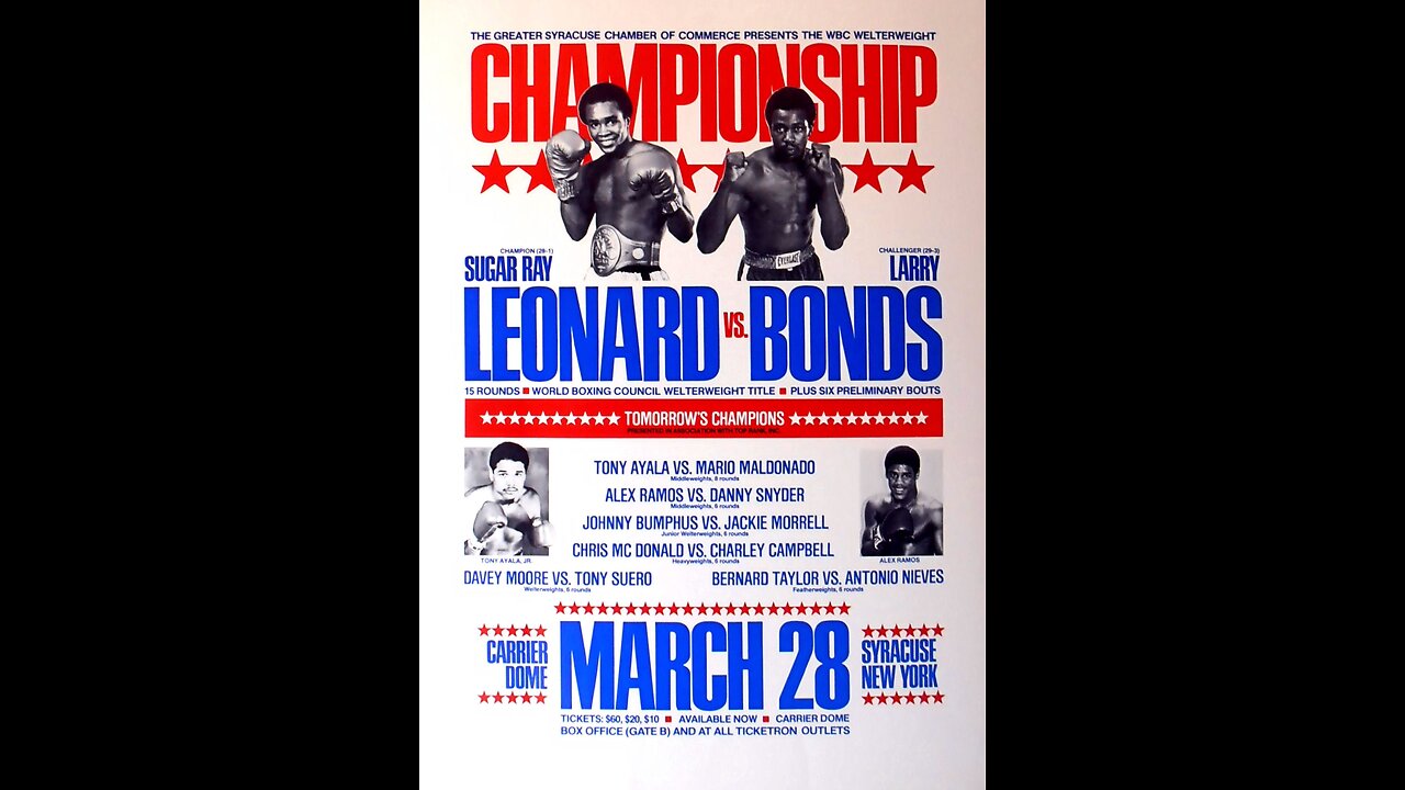 Sugar Ray Leonard vs Larry Bonds - Mar 05 1981 - Carrier Dome, Syracuse, NY