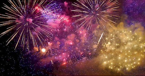 Fireworks illuminating the beach sky.