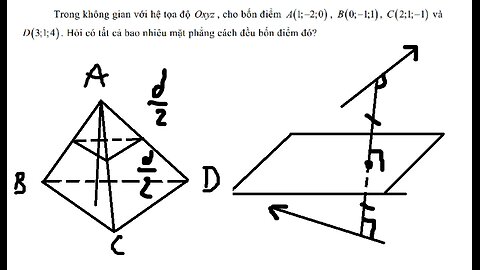 Toán 12: Bao nhiêu mặt phẳng cách đều bốn điểm trong không gian với hệ tọa độ Oxyz?