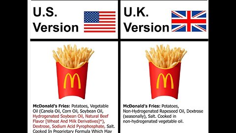 McDonald fries USA ingredients vs UK ingredients goes viral