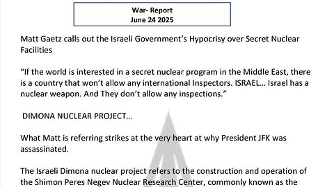 WAR REPORT - JUNE 24 2025 - DIMONA NUCLEAR PROJECT