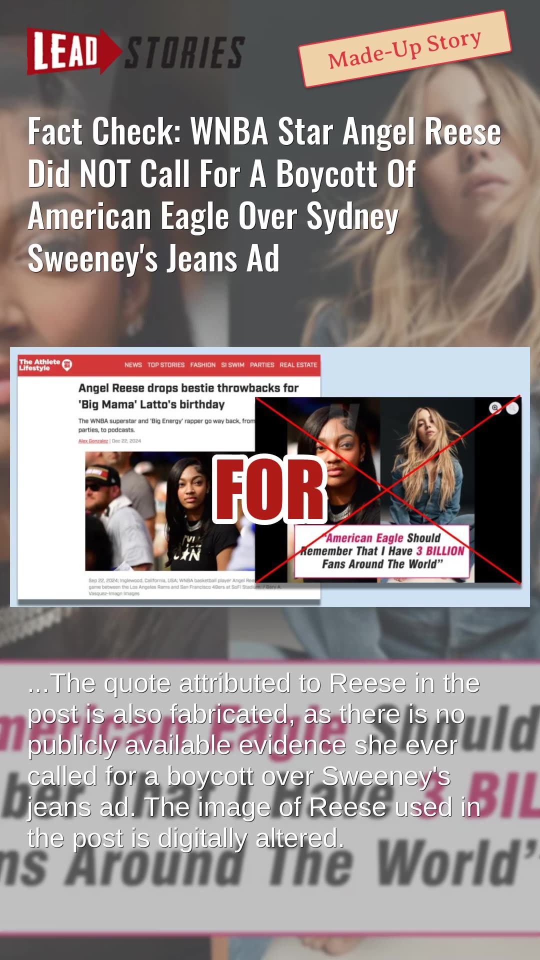 Fact Check: Angel Reese Did NOT Call For A Boycott Of American Eagle Over Sydney Sweeneys Ad