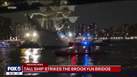 Ship crashes into Brooklyn Bridge, masts collapse, multiple injured