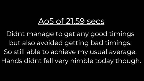 Uncle Solves Rubik's Day 21: 14 May 2025 Ao5 21.59 secs