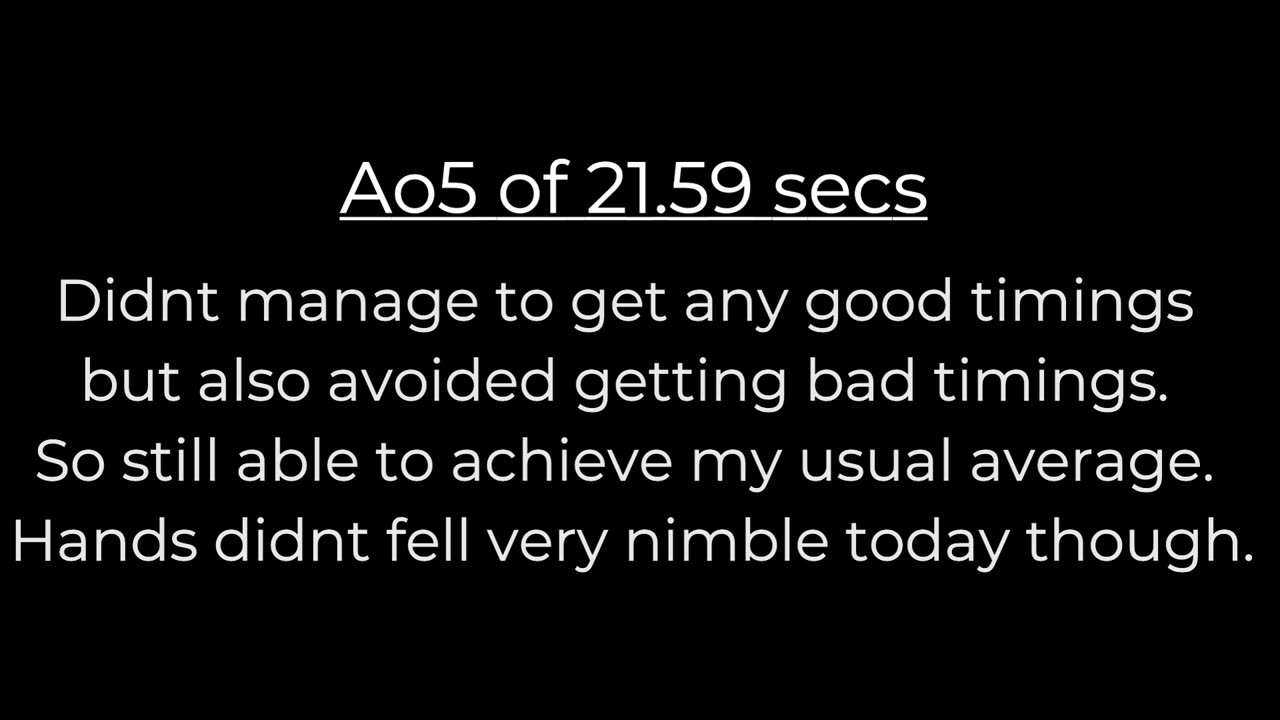 Uncle Solves Rubik's Day 21: 14 May 2025 Ao5 21.59 secs