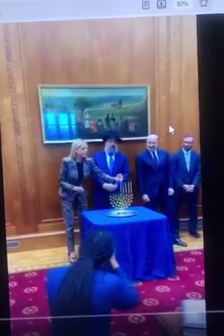 Traitor Pam Bondi lights Menorah at White House America is hijacked by traitors