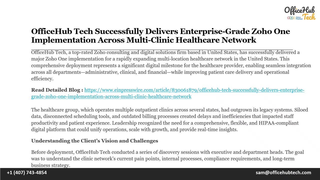 Enterprise Grade Zoho One Implementation Across Multi-Clinic Healthcare Network