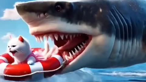 Daddy Fights shark to Save a Kitten 🐈💪🦈