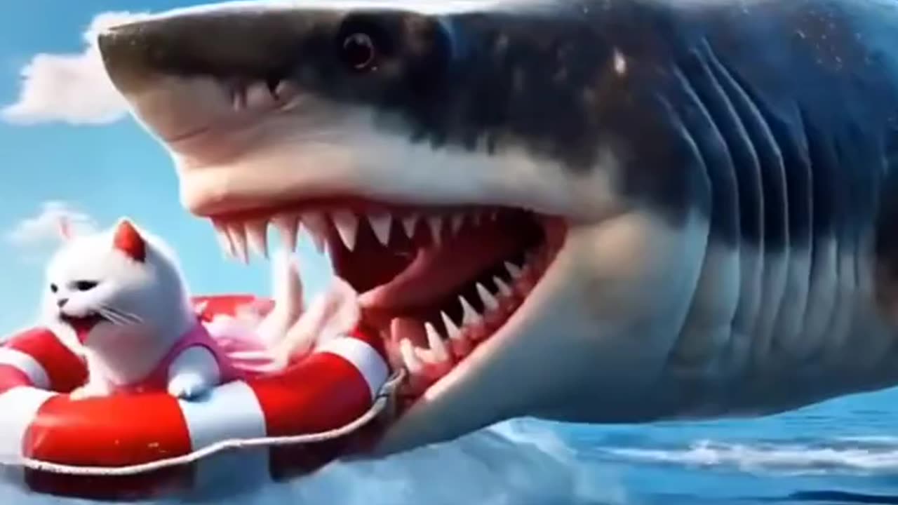 Daddy Fights shark to Save a Kitten 🐈💪🦈