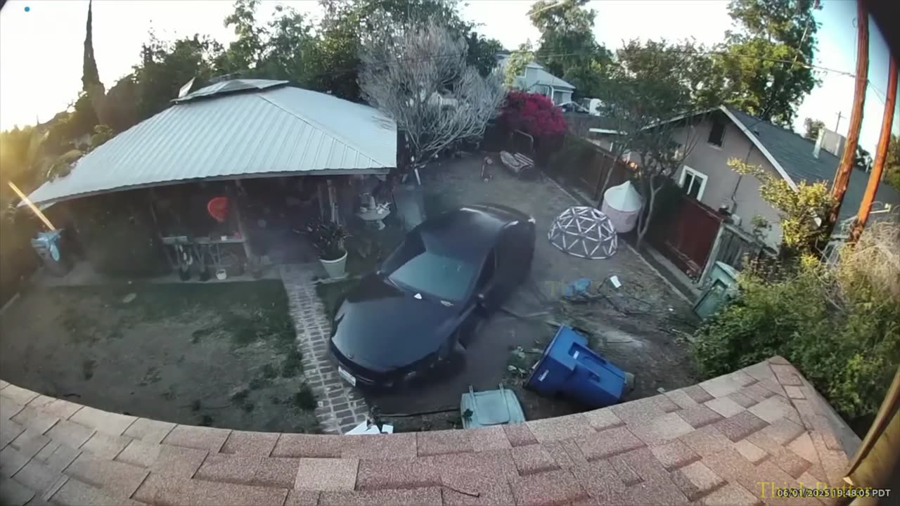 An armed man who drove through backyards is shot at by Fresno police officers