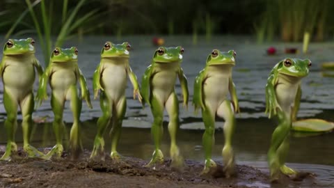 Hilarious Frogs Riverdancing in Sync by the Swamp!
